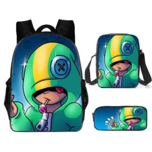 3pcs/set Brawl Stars Backpack Set: Leon Sally