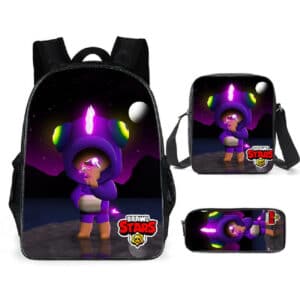 3pcs/set Brawl Stars Printed Backpack Set: Brawler Leon