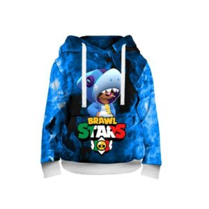 Printed Shark Leon Brawl Stars Blue Hoodies