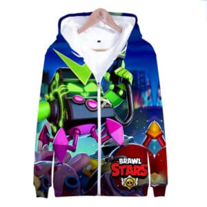 Brawl Stars Zipper-up Hoodie Sweatshirt Virus 8-bit