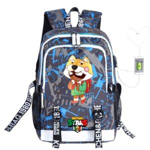 Shiba Nita Brawl Stars Backpacks: Blue Camouflage