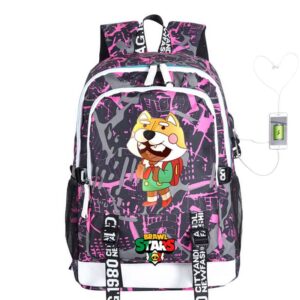 Shiba Nita Brawl Stars Pink Camouflage Backpacks