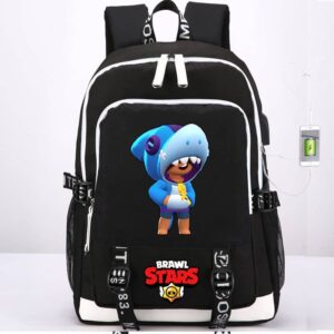 Shark Leon Brawl Stars Backpacks: Black