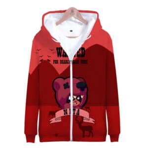 Brawl Stars Zipper-up Sweatshirt Wanted Nita
