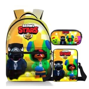 3pcs Brawl Stars Backpack Set: LEON & CROW