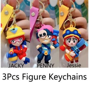 Brawl Stars Figures Keychain Set: Jacky, Jessie & Penny