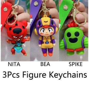 Brawl Stars Figures Keychain Set: Bea, Nita & Spike